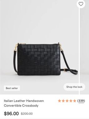 Quince Italian Leather Handwoven Crossbody Black NWOT